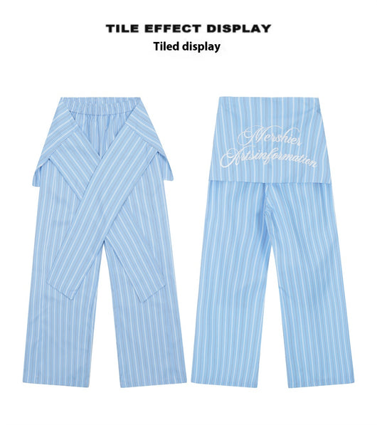 Pantalones Anchos a Rayas de Contraste Retro - Cómodos y Versátiles - Image 9
