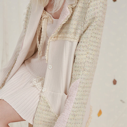 Blazer Oversized de Lana con Panel Tejido para Mujer - Image 2