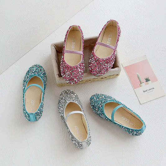 Zapatos de Fiesta para Niñas con Lentejuelas y Punta de Cristal