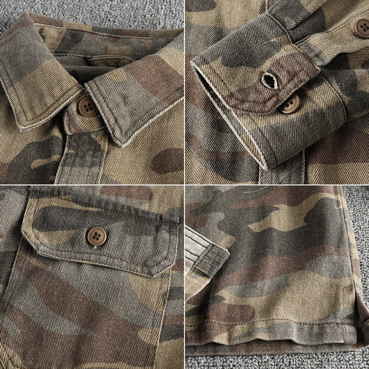 Camisa Abrigo de Trabajo Vintage en Algodón Desteñido - Image 5