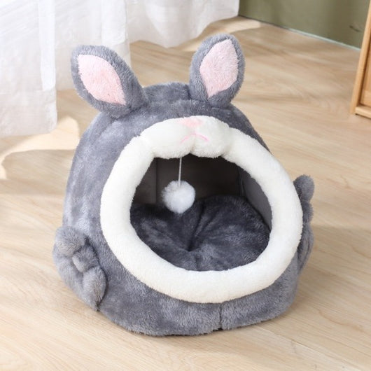 Cama Gatito Cerrada Rosa Conejo Gritón - Casa para Gatos Otoño Invierno