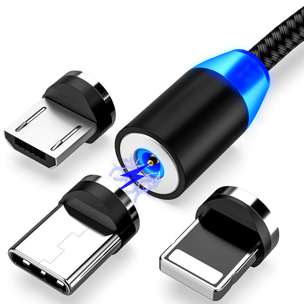 Cable Magnético 3 en 1 con Carga Rápida y Punta Flash