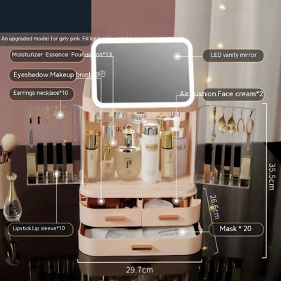 Organizador de Cosméticos con Espejo y Luz LED - Almacenamiento Grande - Image 4