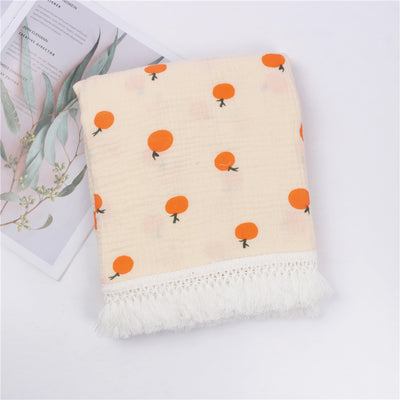 Manta de Algodón Estampada con Flecos para Bebé - Image 3