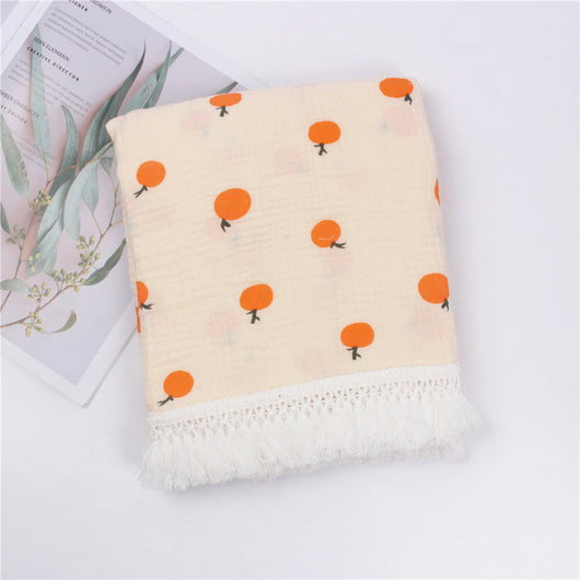 Manta de Algodón Estampada con Flecos para Bebé - Image 3