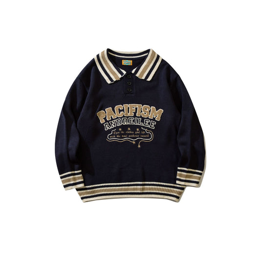 Suéter Tipo Polo Cuello Solapa Estilo College Americano - Image 13
