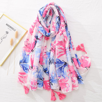 Pañuelo Tie-Dye Azul y Blanco de Algodón y Lino - Protección Solar Retro para Viajes - Image 16