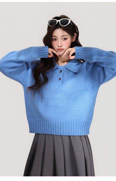 Suéter Tejido Azul con Solapa para Mujer - Image 16
