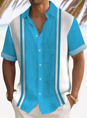 Camisa de Rayas para Hombre - Manga Corta Estilo Playa - Image 20