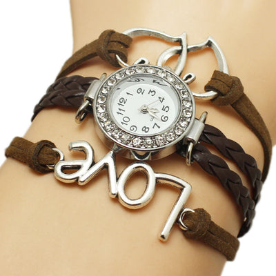 Reloj Pulsera Doble Corazón Tejido Multicapa - Acero Aleado - Image 9