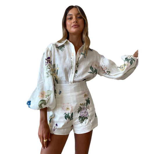 Conjunto Ejecutivo: Blusa Manga Larga y Shorts Cintura Alta - Image 6