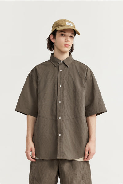 Camisa Estilo Japonés con Textura Jacquard Rombos y Cuadros - Image 25