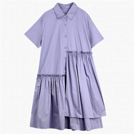 Vestido Camisero Estilo Francés con Dobladillo Irregular