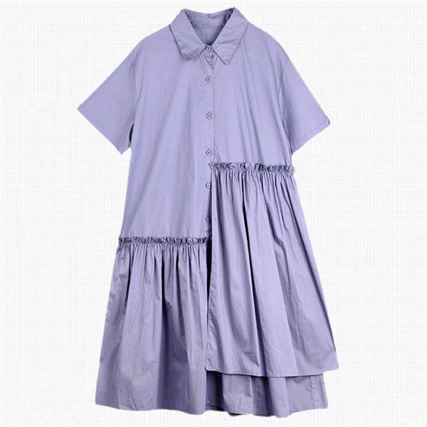 Vestido Camisero Estilo Francés con Dobladillo Irregular
