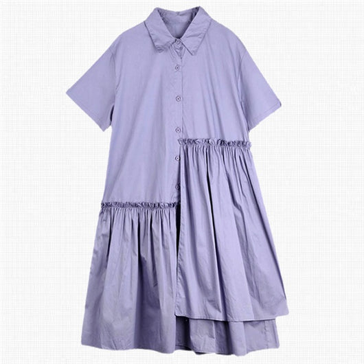 Vestido Camisero Estilo Francés con Dobladillo Irregular