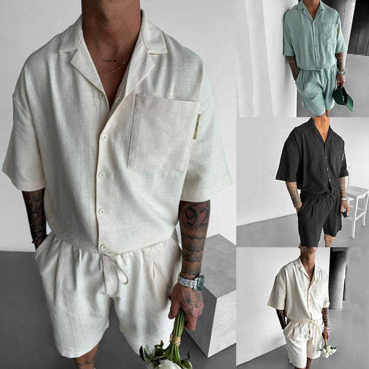 Conjunto Casual Polo con Bolsillo y Shorts Sueltos