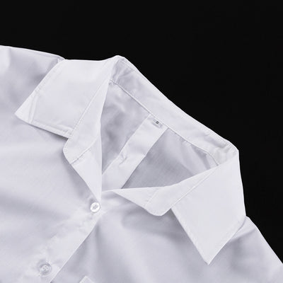 Vestido Sastre Blanco con Solapas y Mangas Largas de Cintura Alta - Image 23