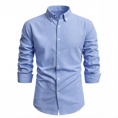 Camisa Casual de Manga Larga en Colores Sólidos - Transpirable y Cómoda - Image 5