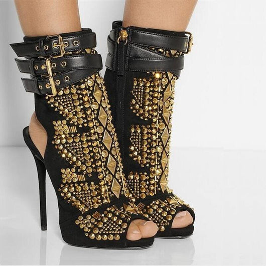 Sandalias de Tacón Alto con Pedrería y Múltiples Hebillas - Image 11