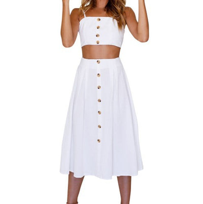 Vestido Blanco de Dos Piezas con Tirantes - Image 8