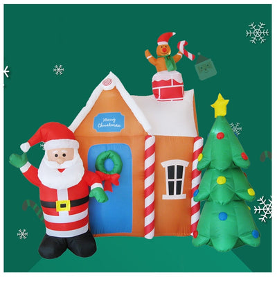 Papá Noel Inflable Luminoso con Árbol de Navidad - Decoración Navideña Gigante - Image 8