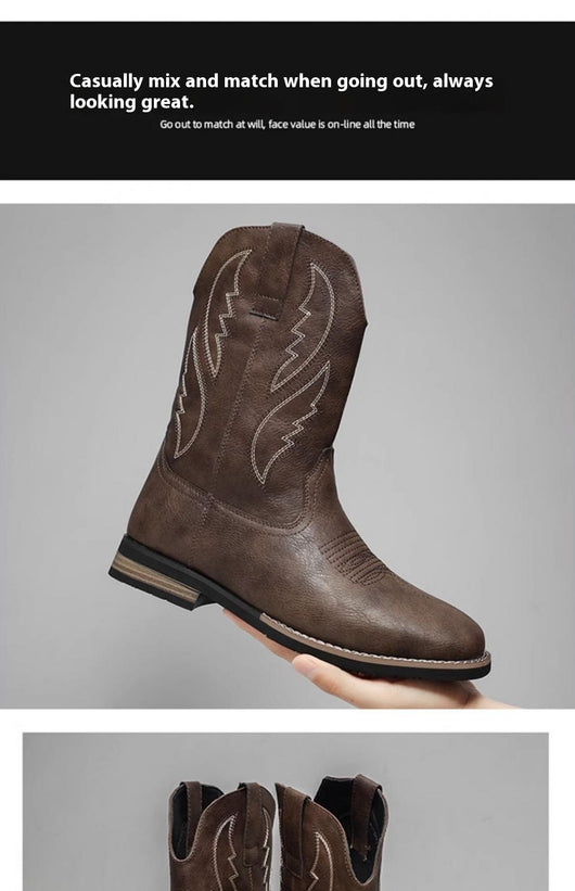 Bota Vaquera Retro Otoño Invierno - Estilo Western Clásico - Image 16