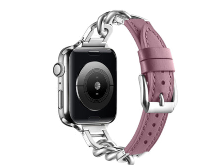 Correa Apple Watch Cuero y Acero Inoxidable con Cadena Denim - Image 30