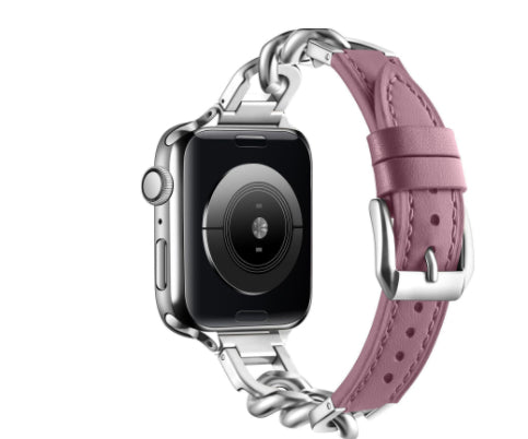 Correa Apple Watch Cuero y Acero Inoxidable con Cadena Denim - Image 30
