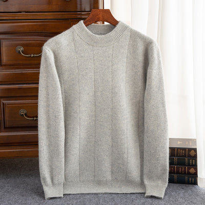 Suéter de Cachemira para Hombre Invierno - Cuello Redondo Rayas Doble Grosor - Image 7