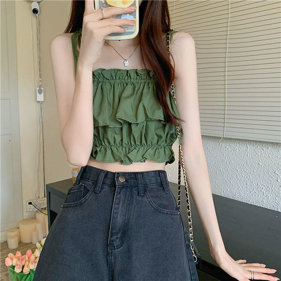 Top Fruncido Hot Girl con Tirantes Ajustables