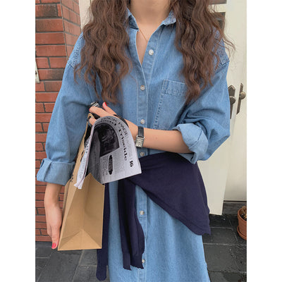 Vestido Denim Mujer Otoño Largo Holgado Manga Larga Casual - Image 5