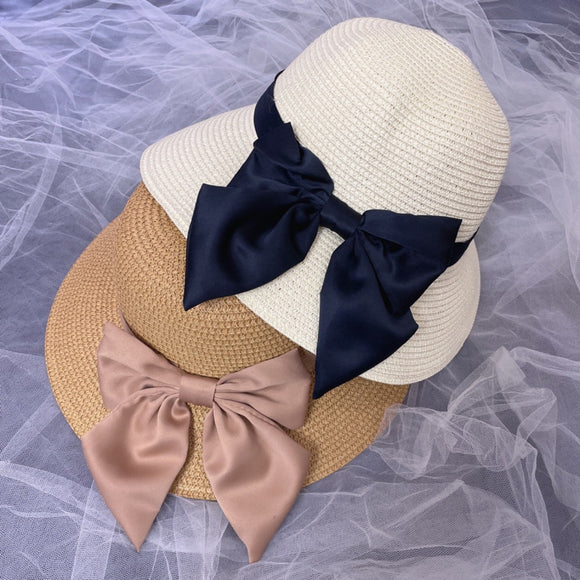 Sombrero de Paja con Moño Simple - Diseño Minimalista Playa