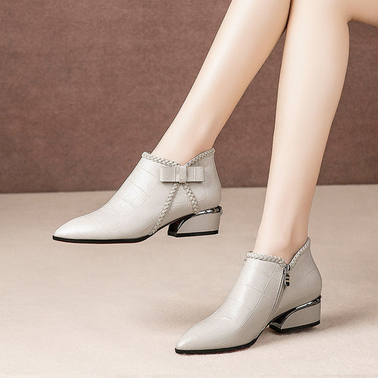Botines para Mujer con Detalle de Moño Lateral y Cremallera - Image 9