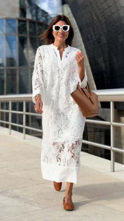 Blusa de Playa Holgada con Encaje - Camisa Vacacional Elegante - Image 25