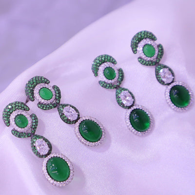Aretes Vintage Florales con Esmeralda Simulada Versátiles - Image 13