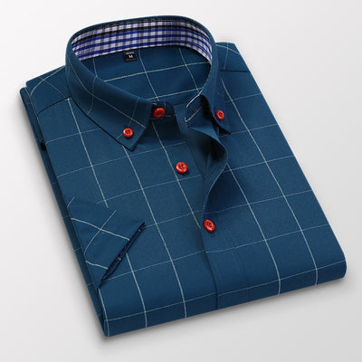 Camisa Casual Estilo Coreano Manga Corta Slim Fit Tallas Grandes Hombre - Image 12