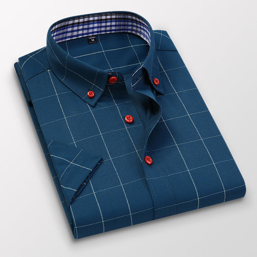 Camisa Casual Estilo Coreano Manga Corta Slim Fit Tallas Grandes Hombre - Image 12