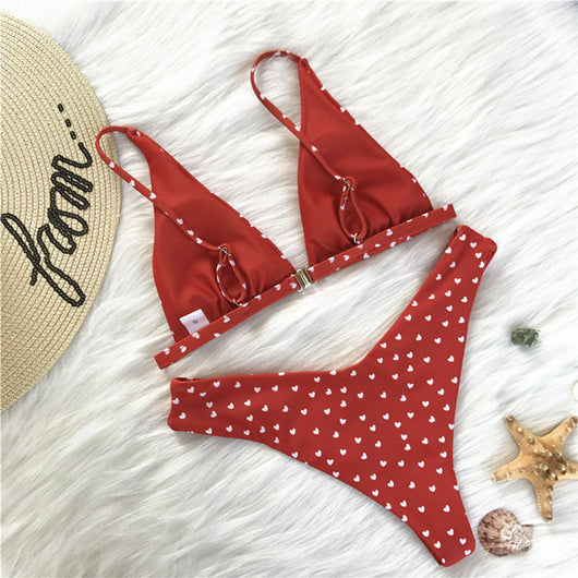 Traje de Baño Retro Estampado con Amor - Bikini Sexy y Moderno - Image 5