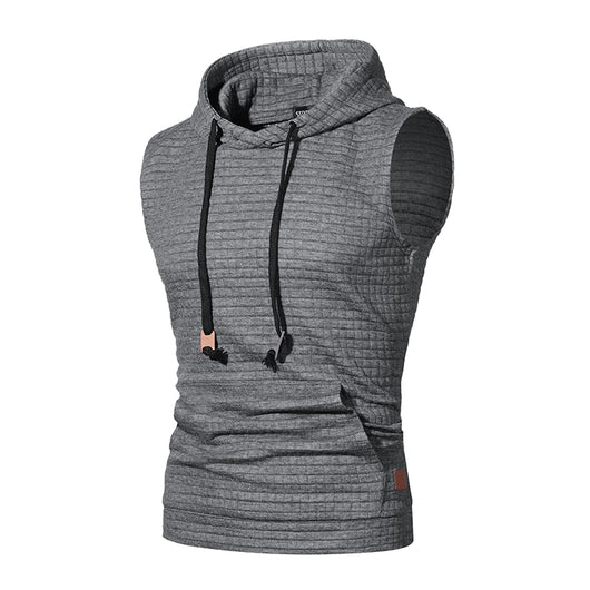 Sudadera sin Mangas Jacquard Tejida de Color Sólido para Hombre - Image 5