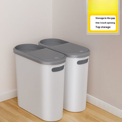 Basurero Compacto con Tapa para Baño - Contenedor de Almacenamiento Estrecho - Image 9