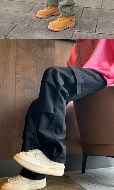 Pantalones Vaqueros Rectos Oversize Lavado Piedra Estilo Retro - Image 17