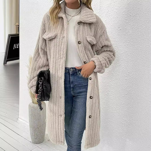 Abrigo de Lana para Mujer con Solapa Suave y Mangas Largas - Image 4