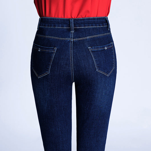Pantalones Rectos Talla Grande Cintura Alta con Elastano para Mujer - Image 9