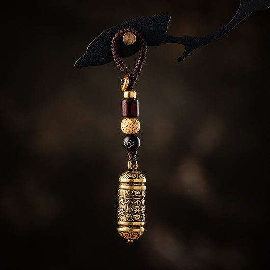 Llavero Colgante Tubo de Latón con Sutra del Corazón Tibetano - Image 11
