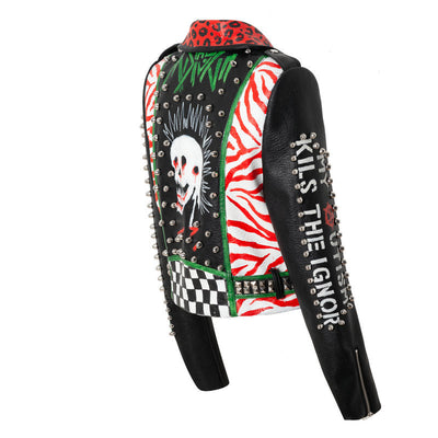 Chaqueta de Cuero Motociclista Slim Fit con Tachuelas y Estilo Punk - Image 9