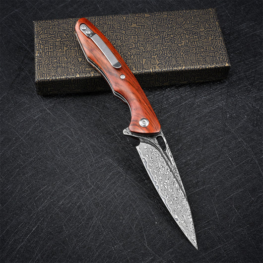Cuchillo Plegable de Defensa Personal con Acero Damasco VG10 de Alta Dureza - Image 2