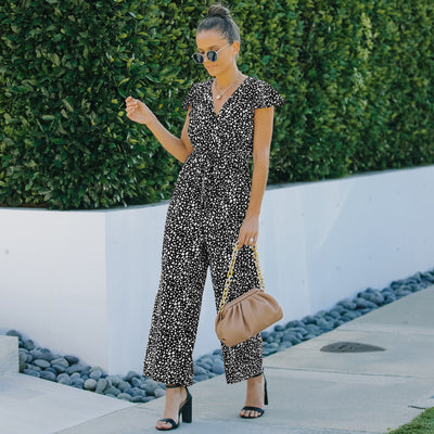 Jumpsuit Floral de Gasa para Mujer - Escote en V, Diseño Europeo - Image 3