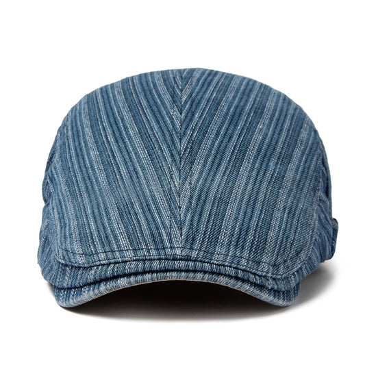 Boina Retro de Algodón Denim Lavado con Costura Británica para Hombre - Image 2