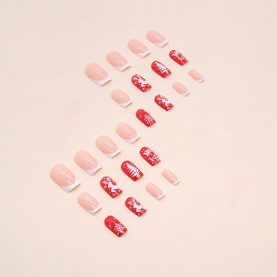 Manicura Navideña Roja con Copos de Nieve y Renos - Image 9