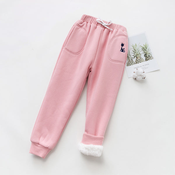 Pantalones Cálidos de Niña con Forro de Terciopelo y Algodón